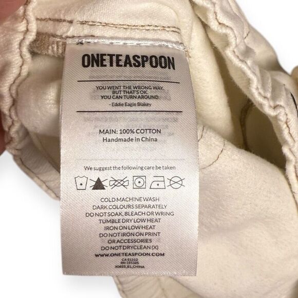 Free People X One Teaspoon White Shabbies Shabby Bandit Jeans Beau L - Picture 13 of 16